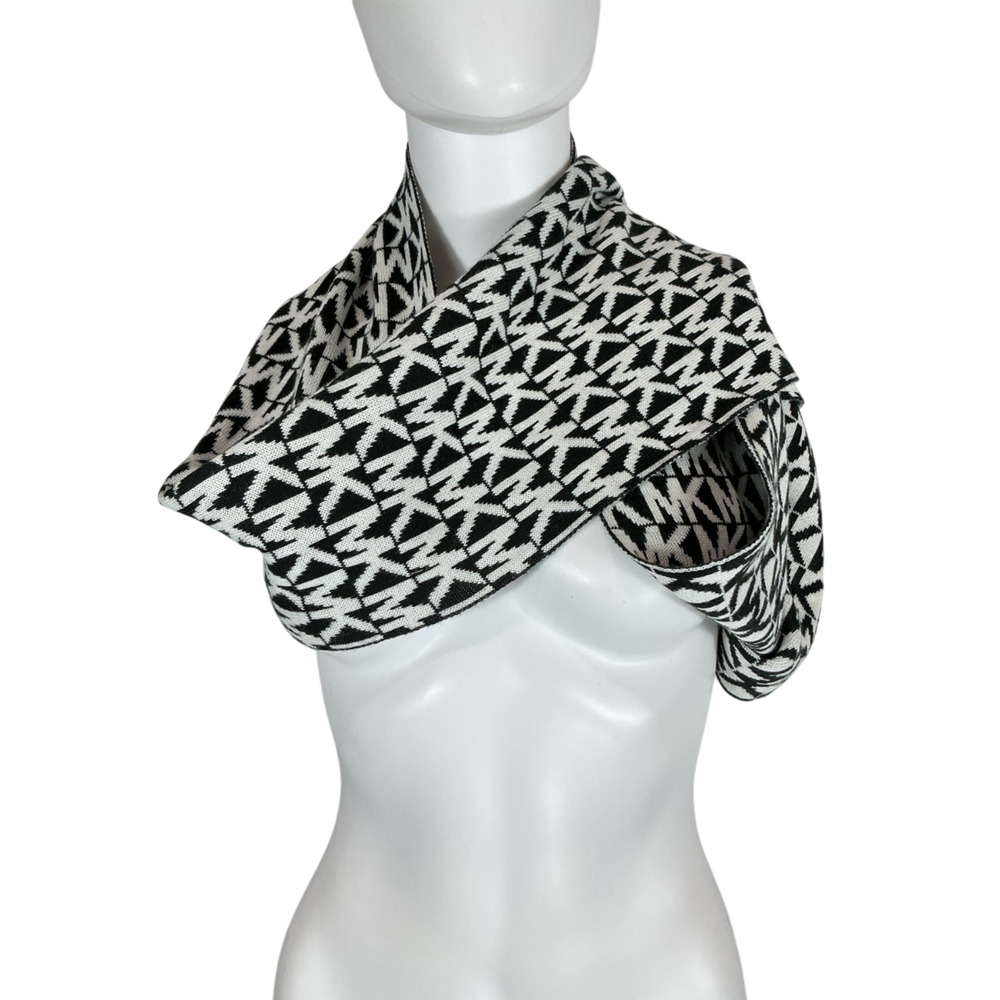 Michael Kors Graphic Black And White Monogram Scarf - Picture 2 of 4